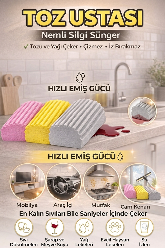 3 Adet Nemli Silgi Sünger